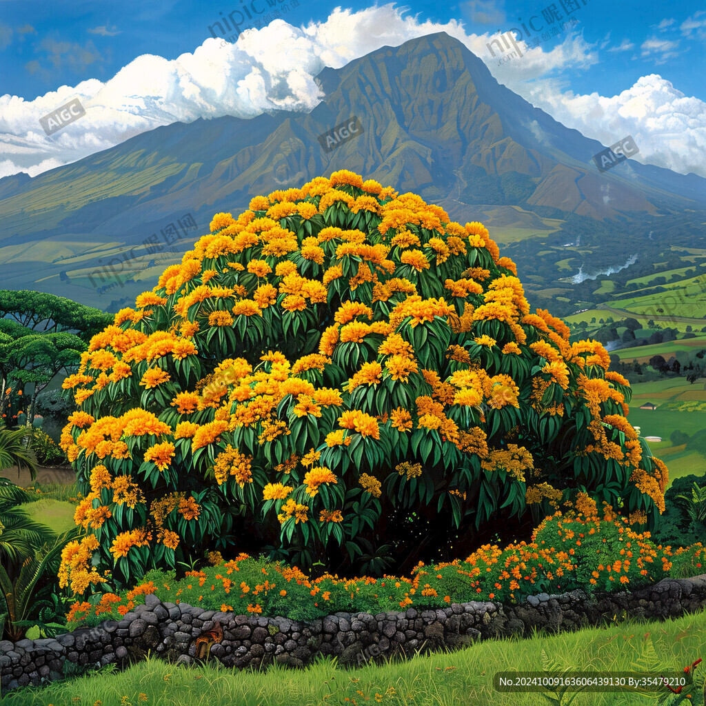 火山岩上生长黄菠萝树