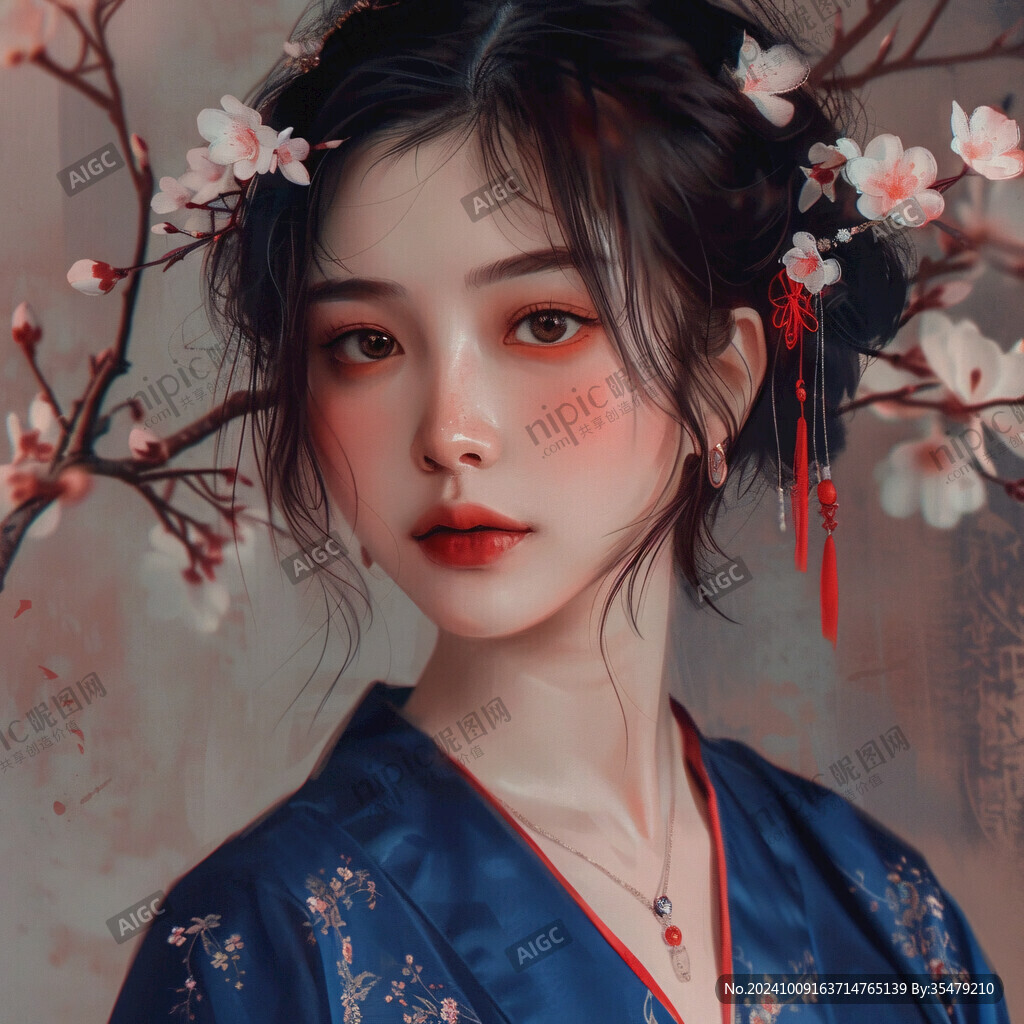 古风美女头像插画封面
