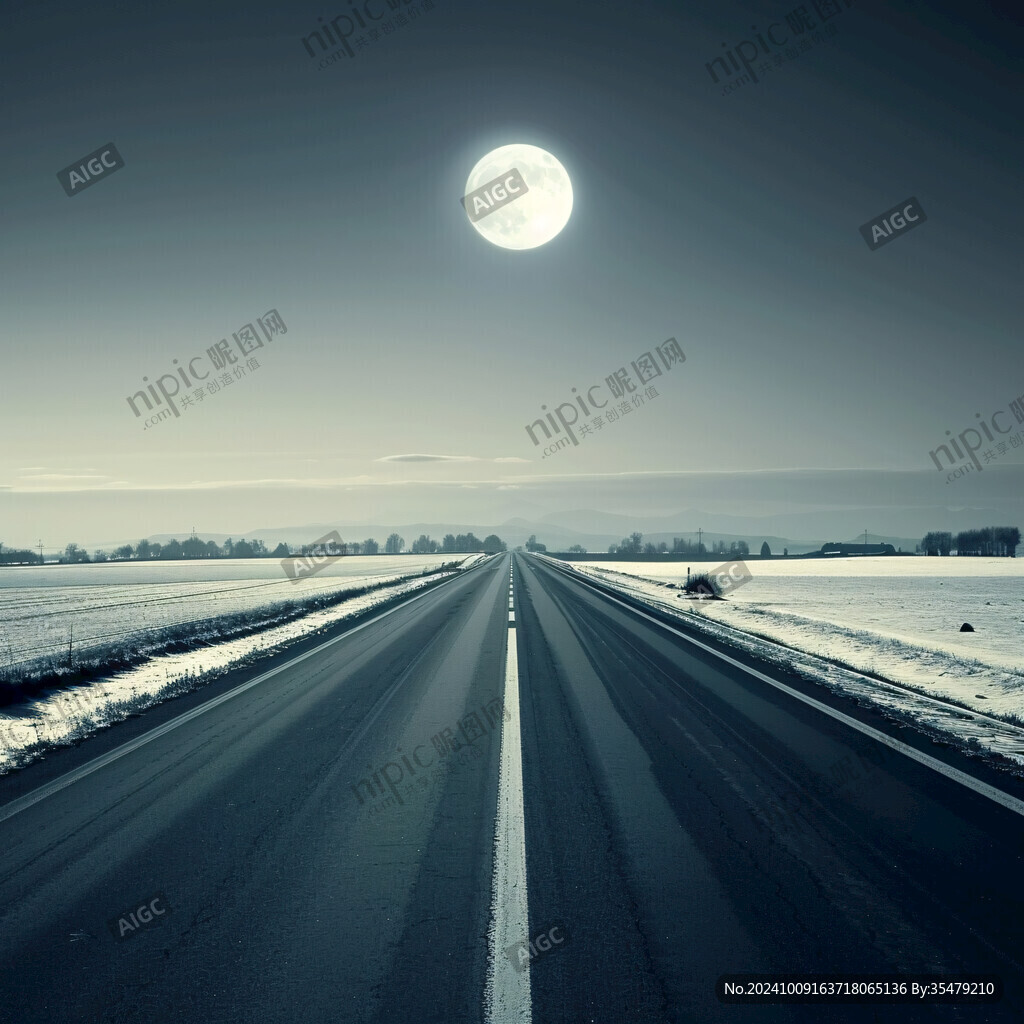 道路积雪冬天公路
