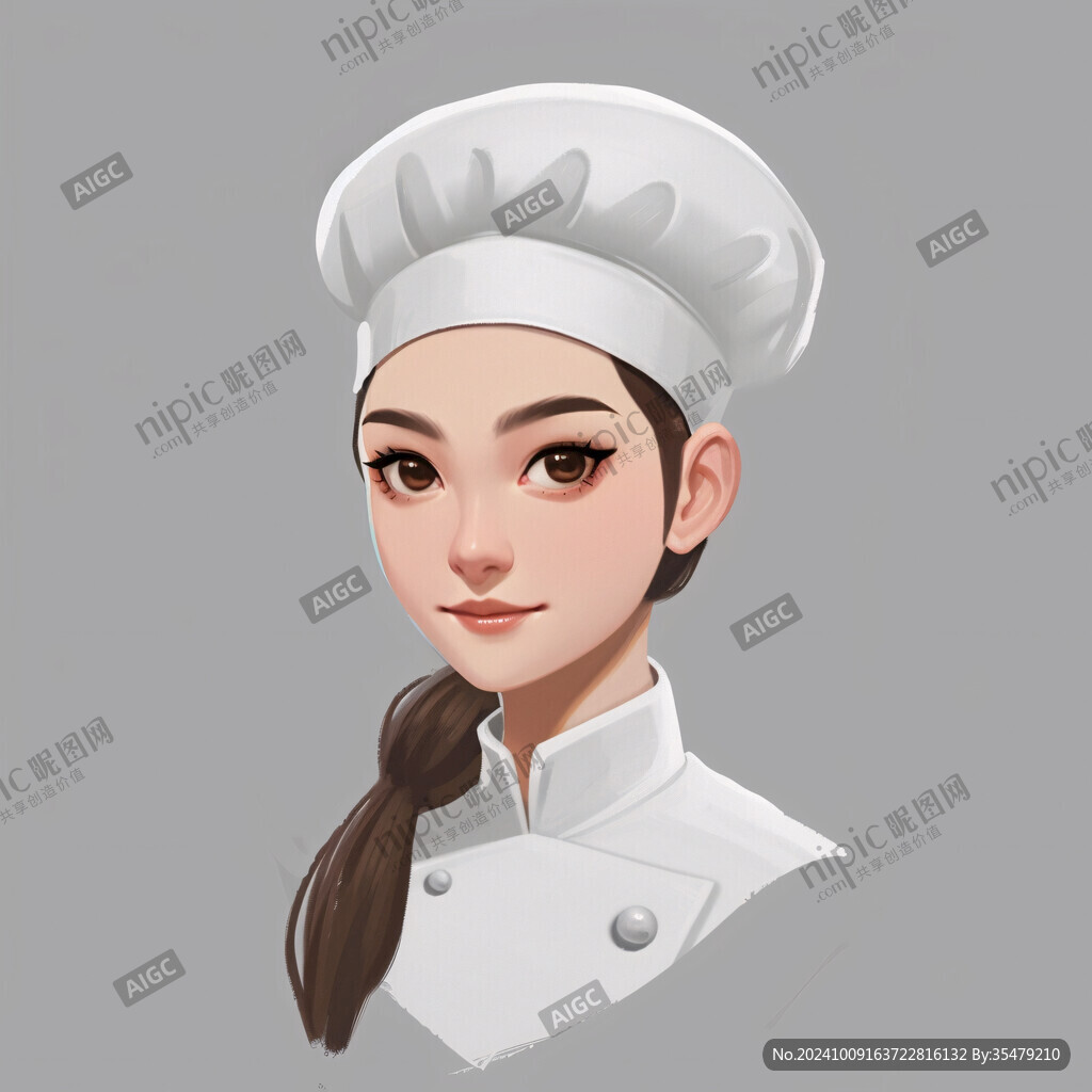 卡通美女厨师头像