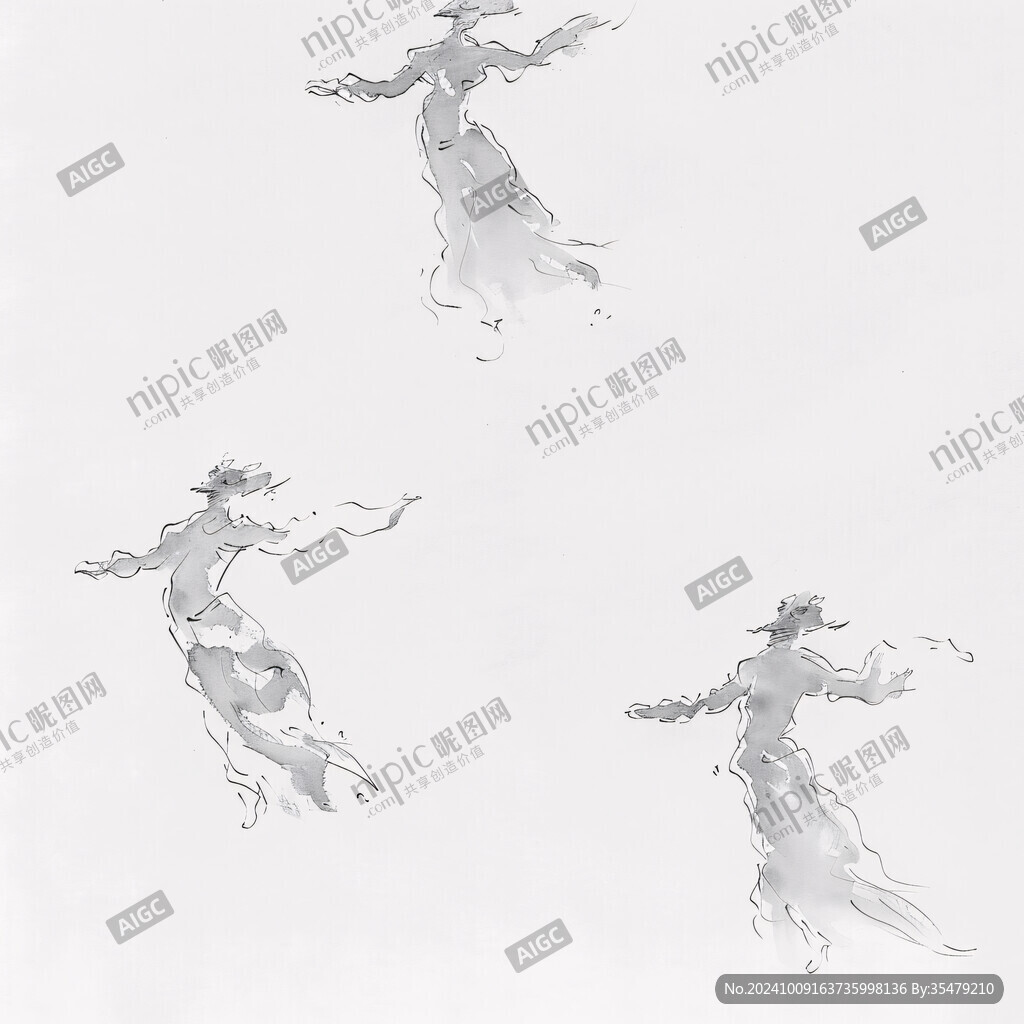 水墨舞蹈人物素材