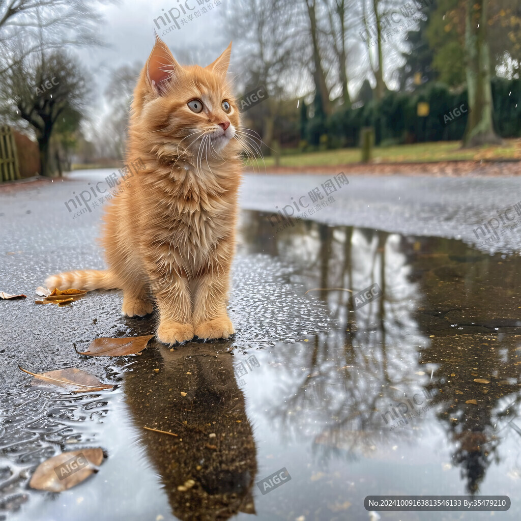 深秋小路上的野猫