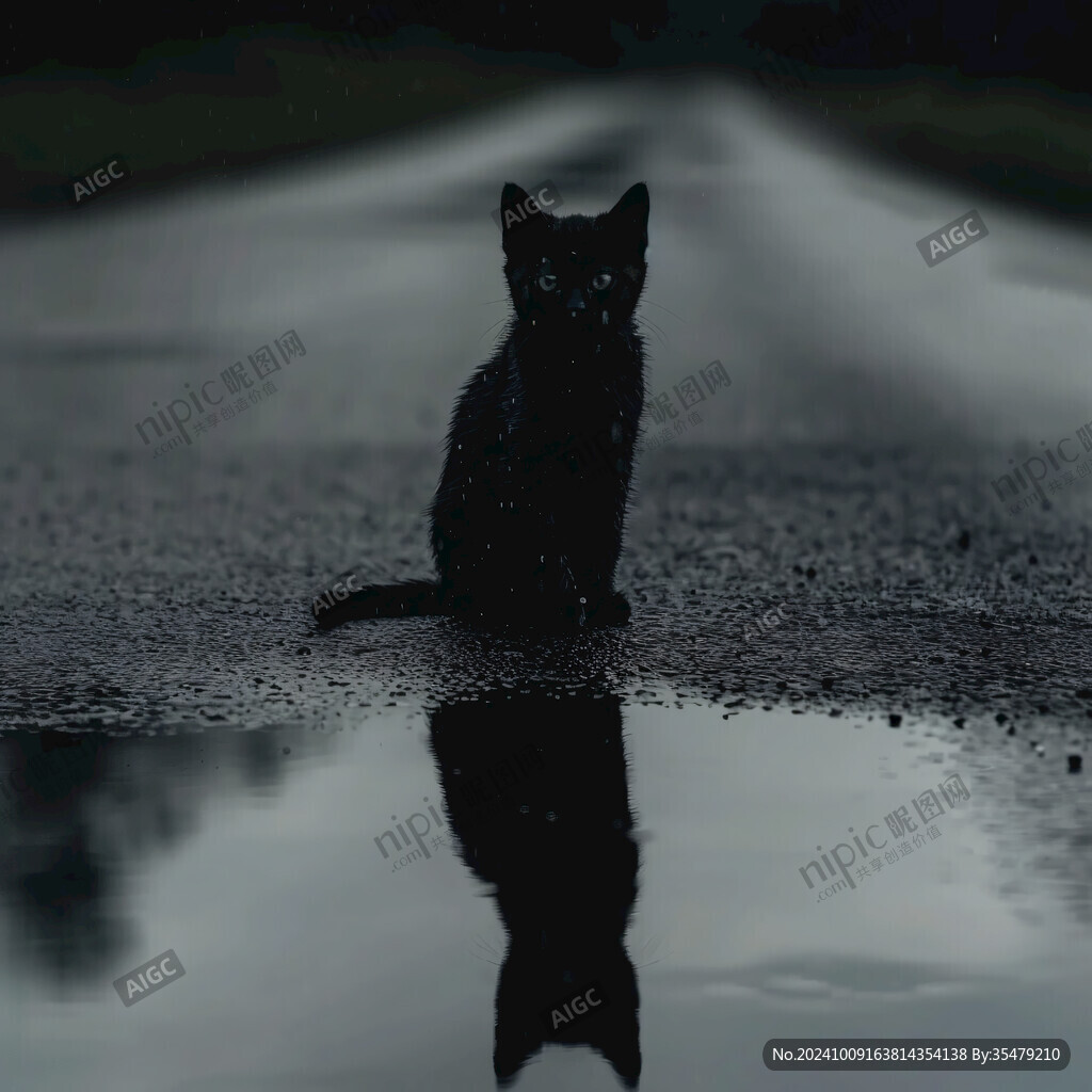 蹲着的黑猫