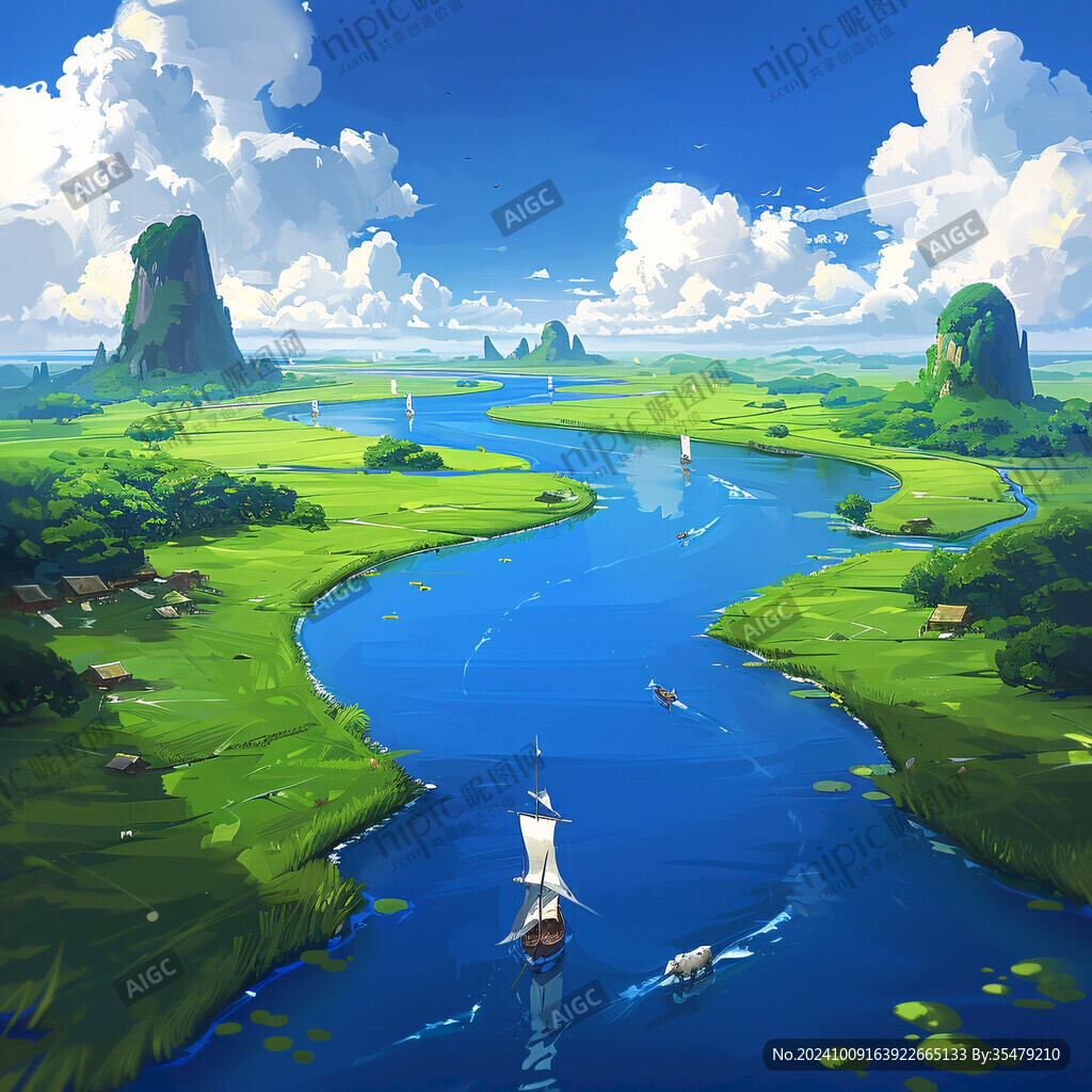 小船河道小河