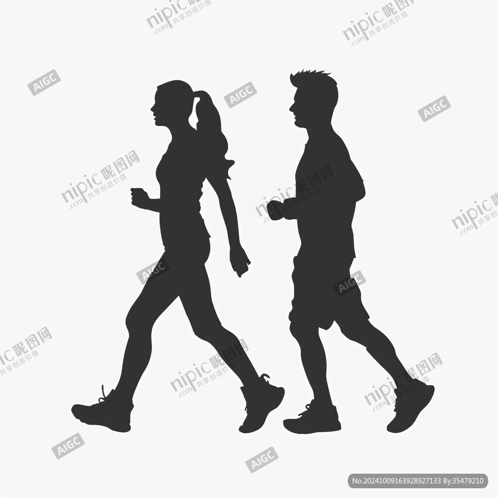 手绘跑步青年