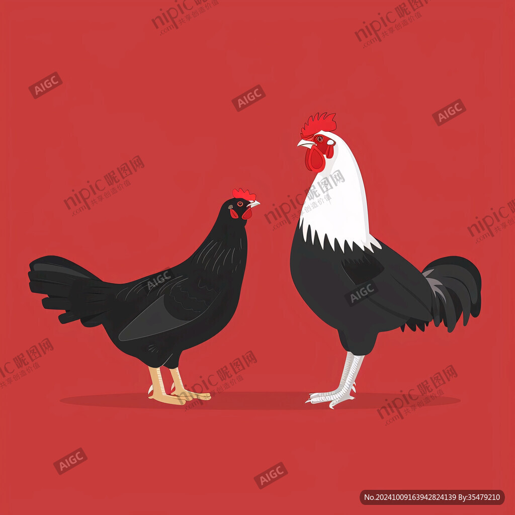 卡通动物公鸡插画