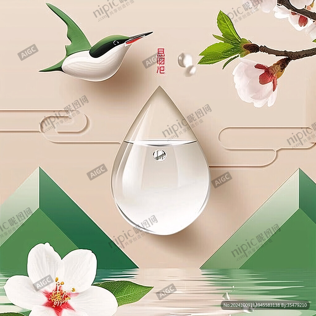 花枝水滴节气海报
