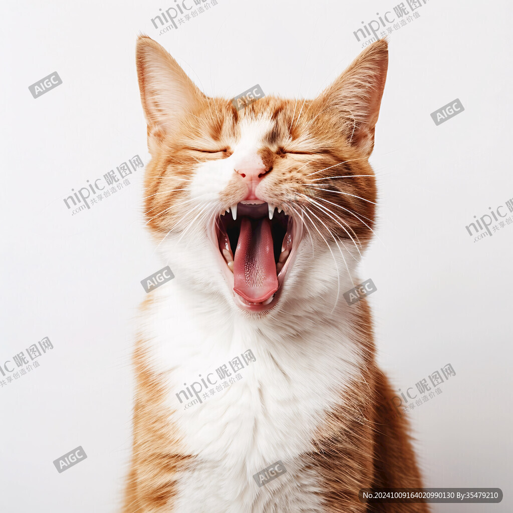 打哈欠的花猫