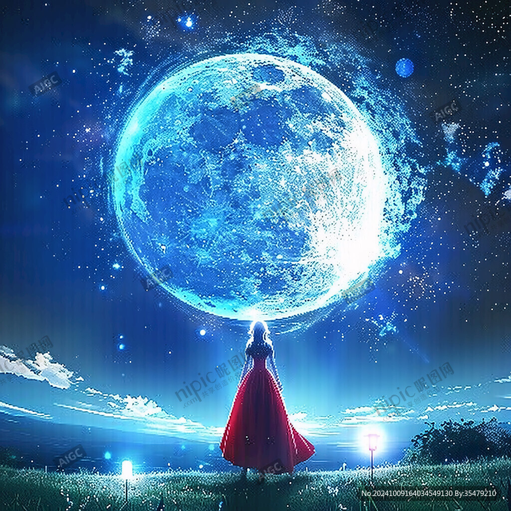 唯美黑夜晚女孩吊旗