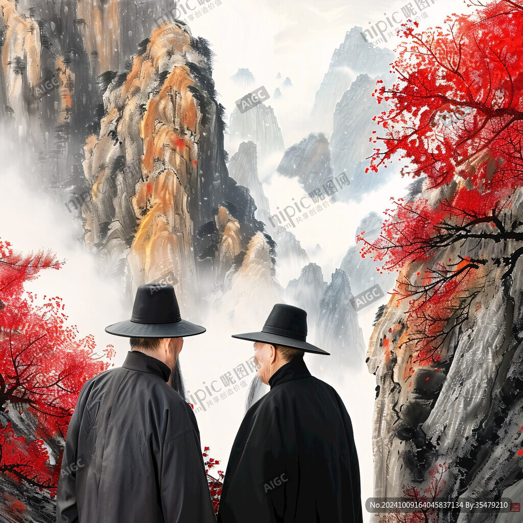 重阳素材油画背景