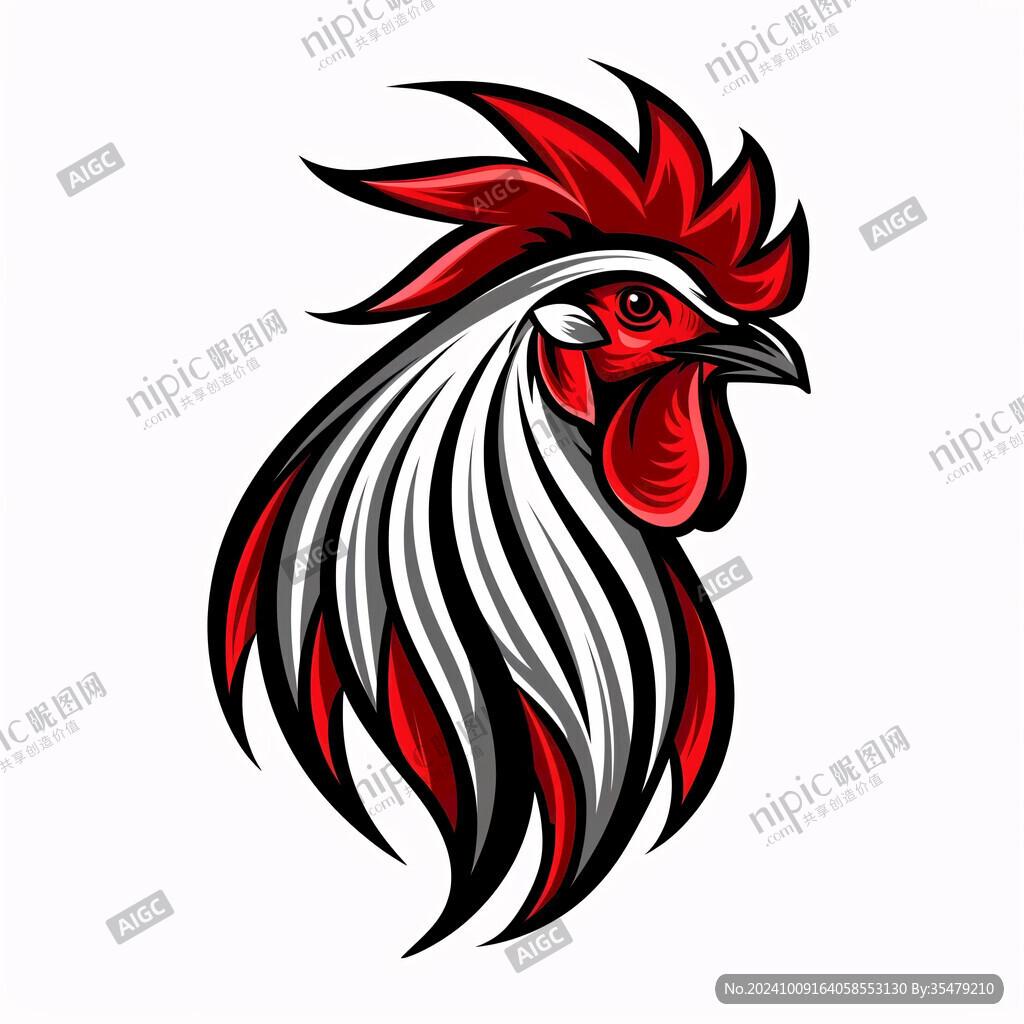 手绘插画公鸡logo