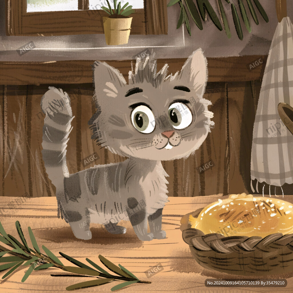 开心的猫插画