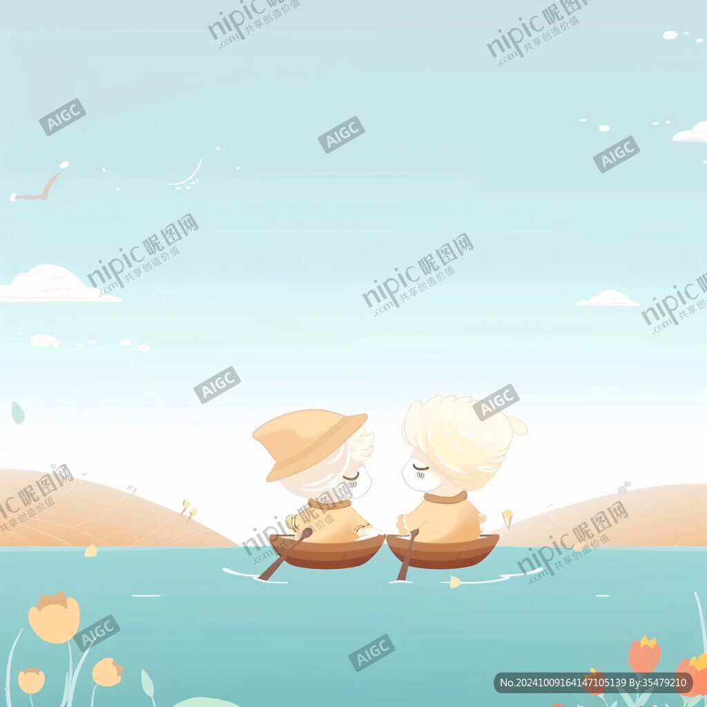 沙滩儿童插画背景