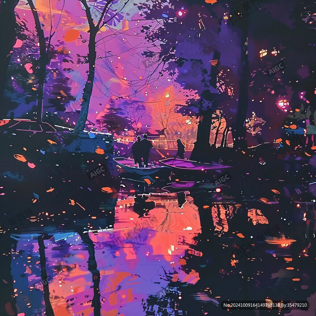 紫色调插画