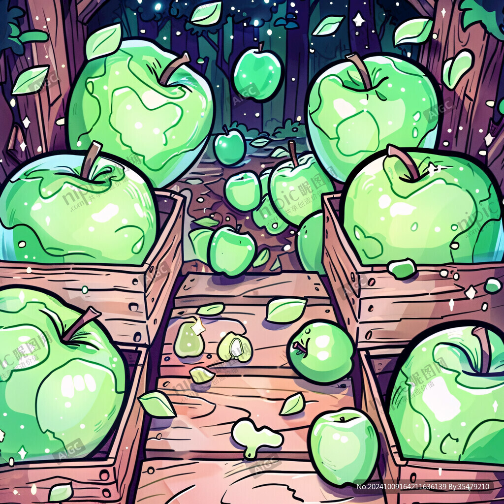 青苹果包装插画