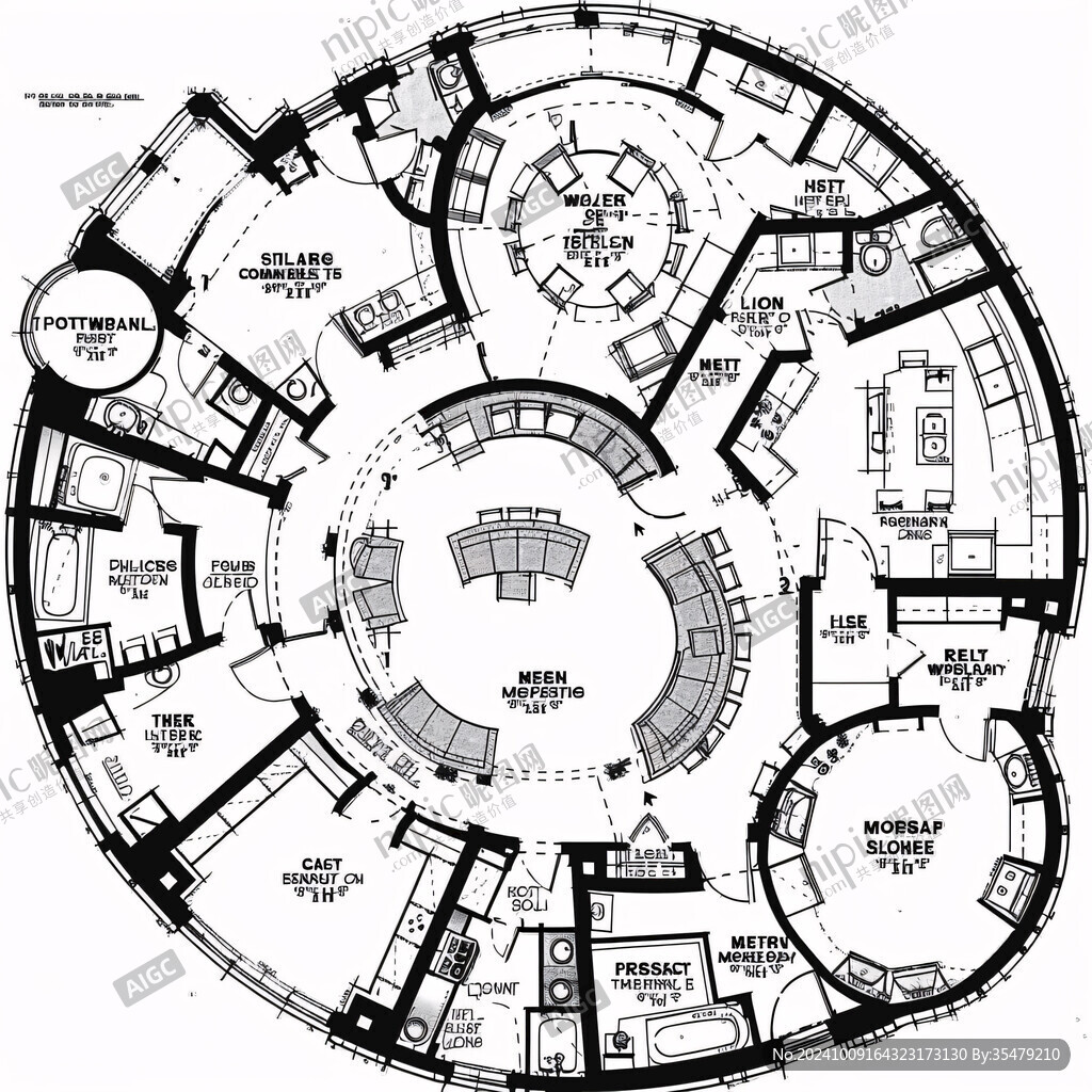 椭圆形内部建筑