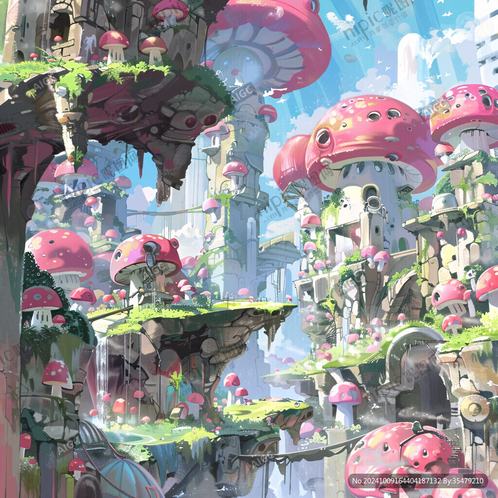 粉色奇幻建筑物