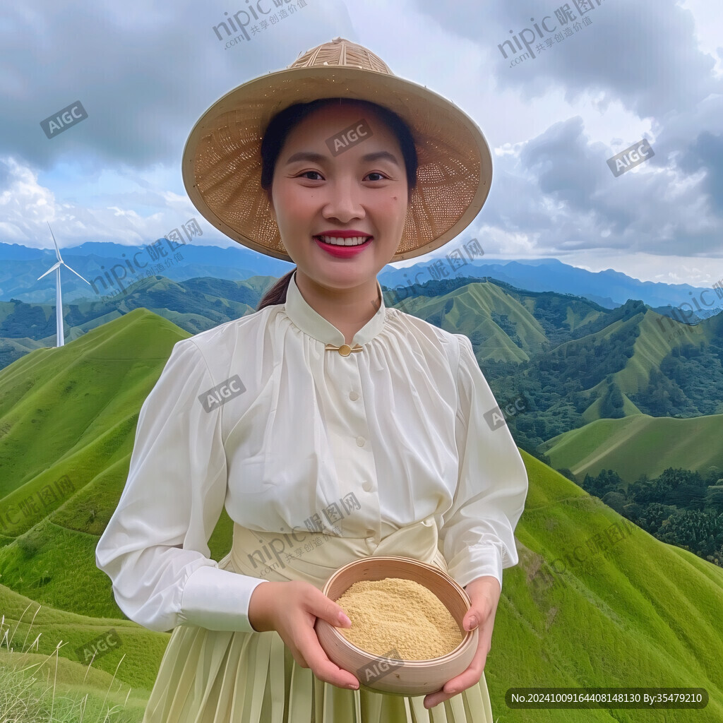 新茶农家女孩插画
