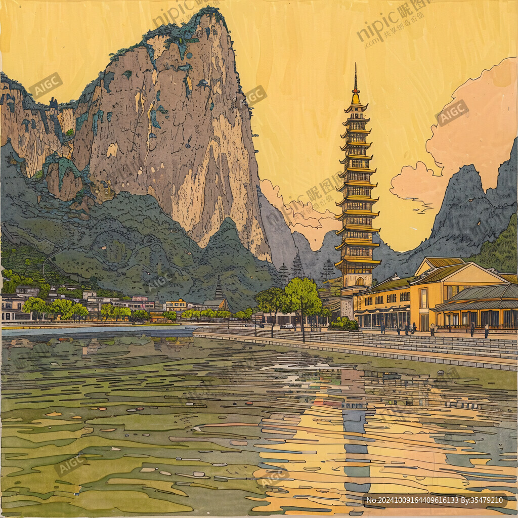 慧泉塔插画