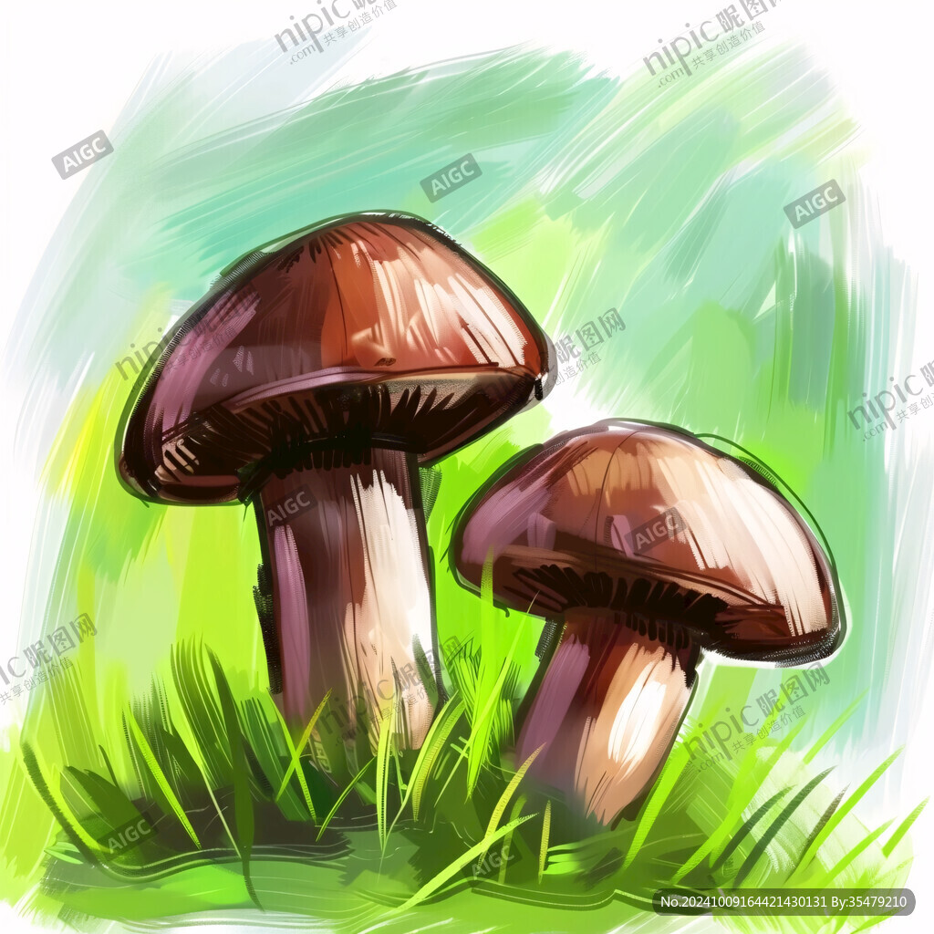 手绘香菇插画
