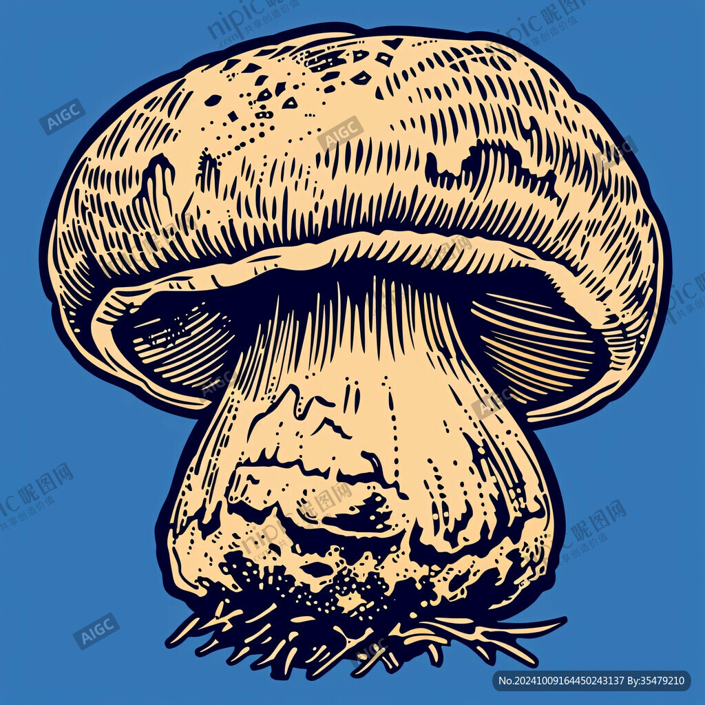 手绘香菇插画