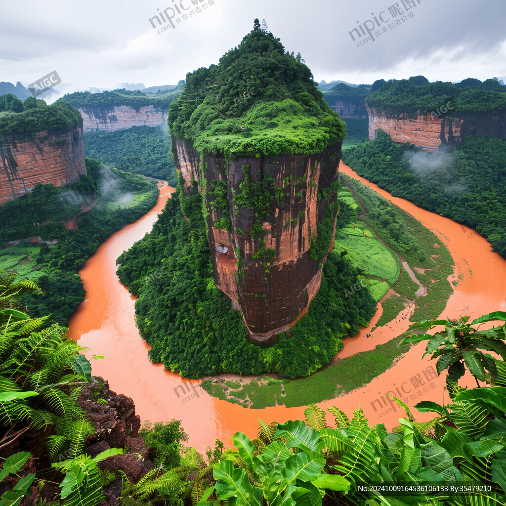 丹霞河床山溪水