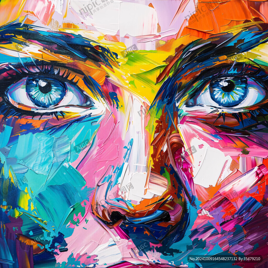 人脸色块拼接装饰画