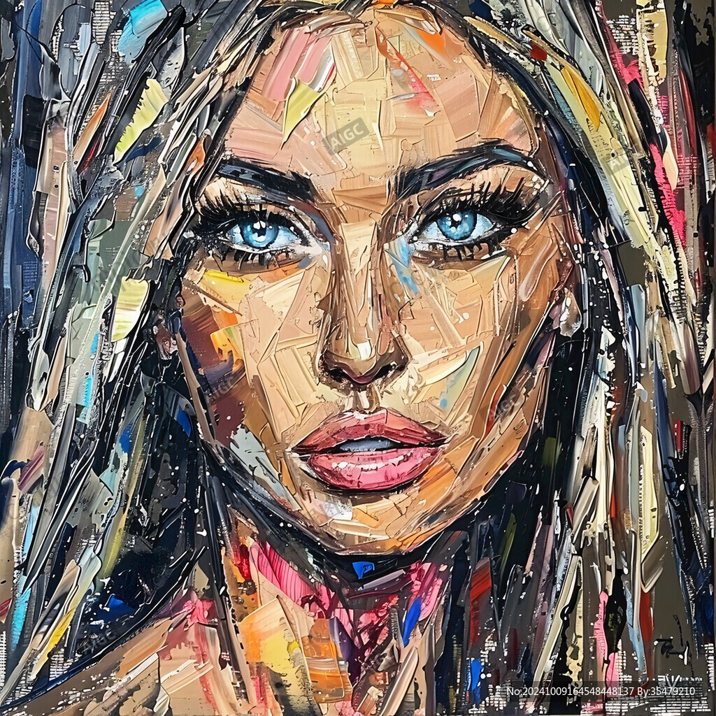 人脸色块拼接装饰画