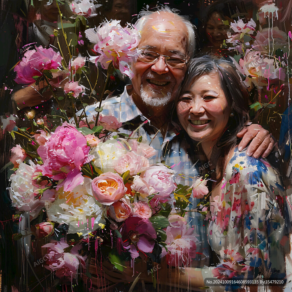 看花的老夫妻