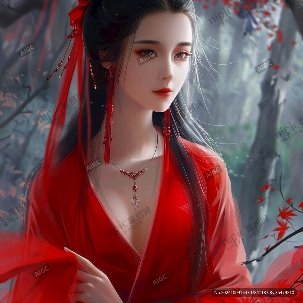 红衣少女设计古风