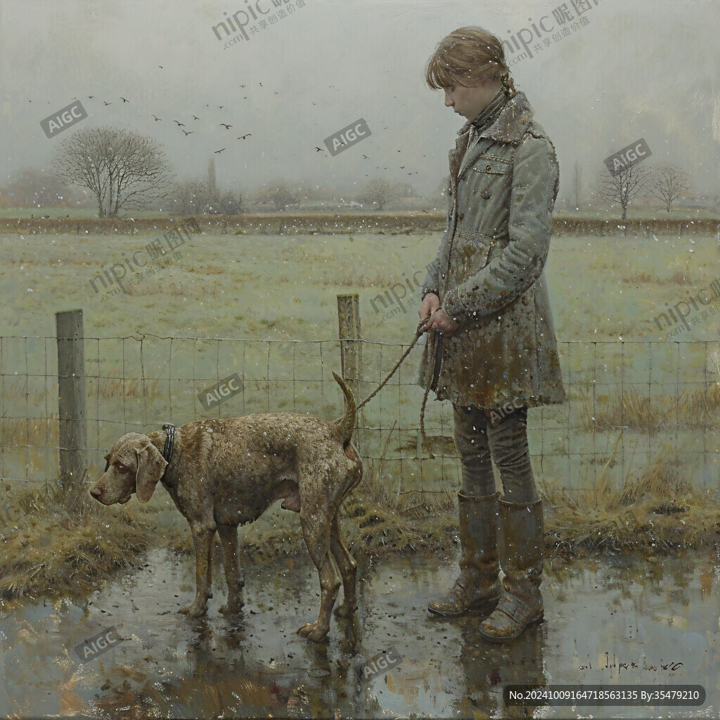 漂亮的狗狗油画