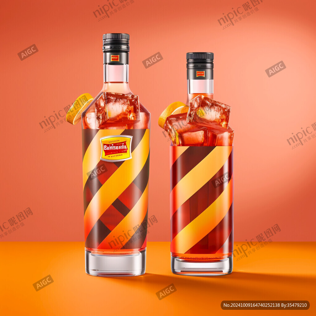 橘黄色酒瓶设计