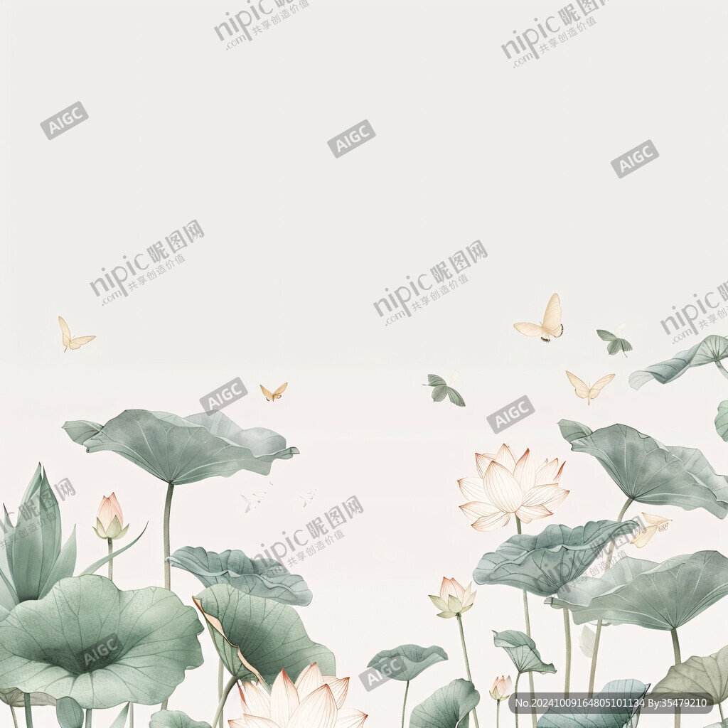 荷花手绘背景
