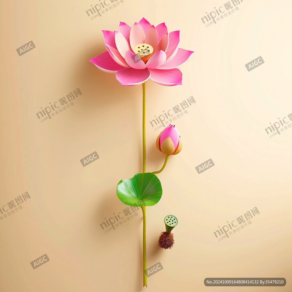 3d立体花卉荷花