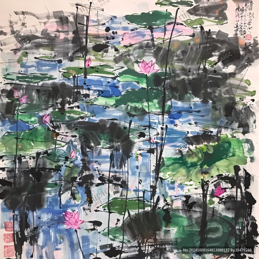 满池荷叶图