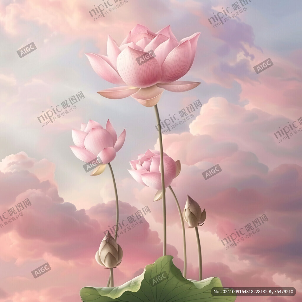 3d立体花卉荷花