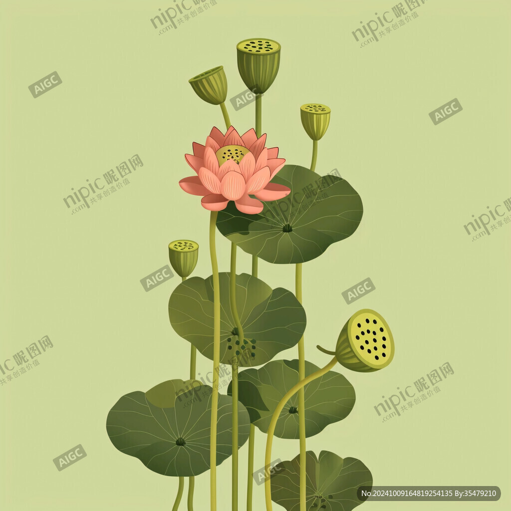 荷花荷叶扁平化