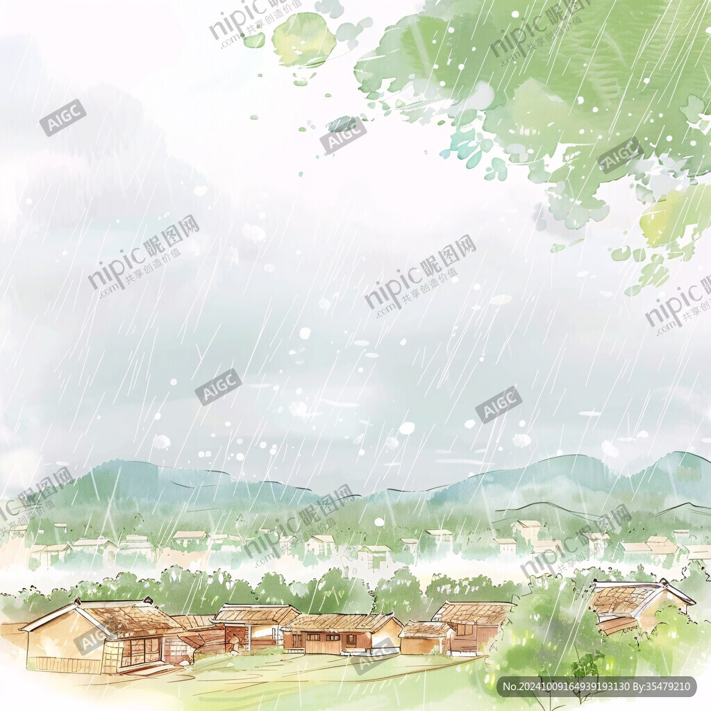 彩绘听见雨的声音插画