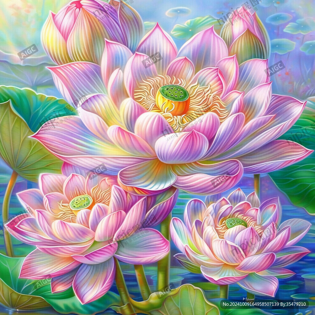 3d立体花卉荷花