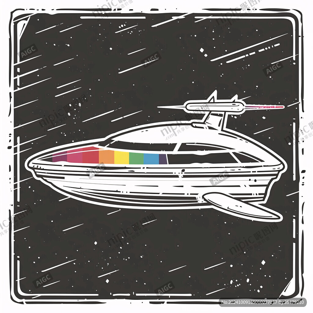 手绘太空飞机