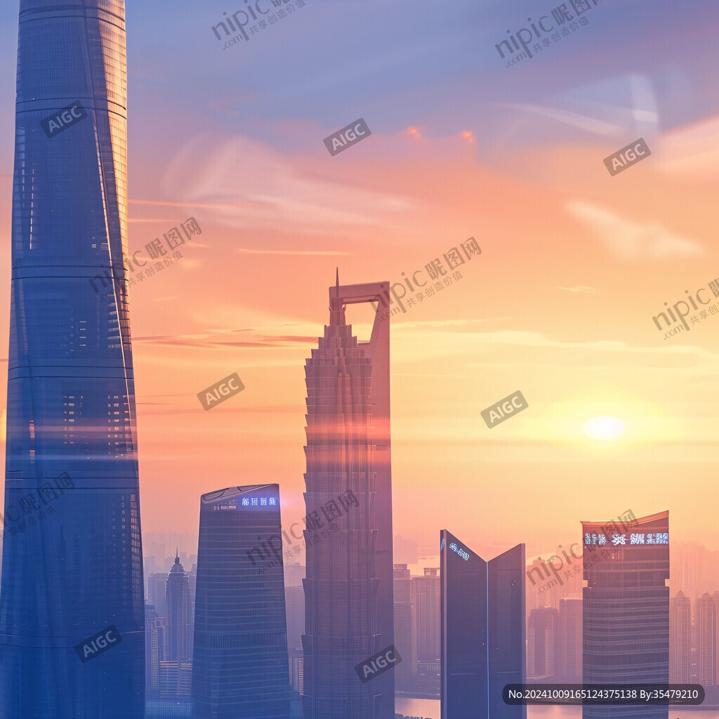 陆家嘴红日霞光