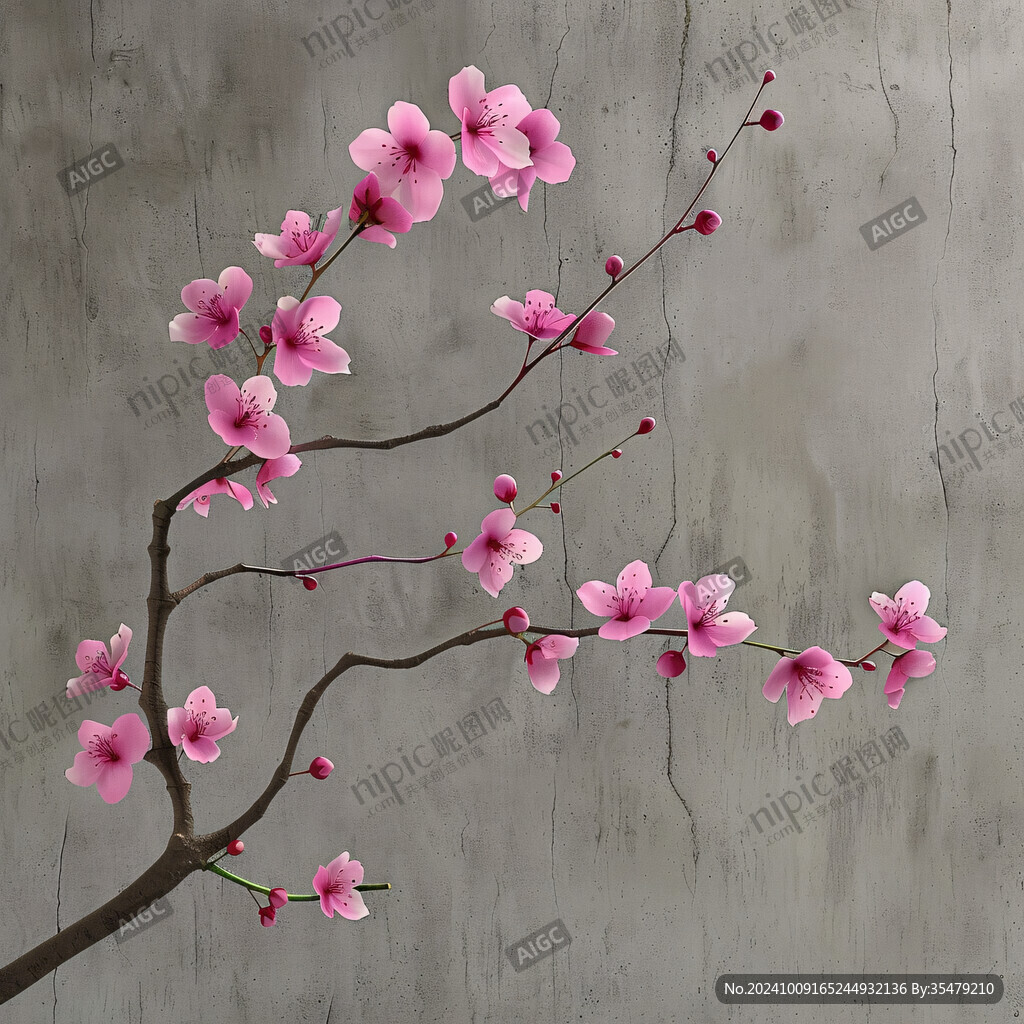 桃花墙贴