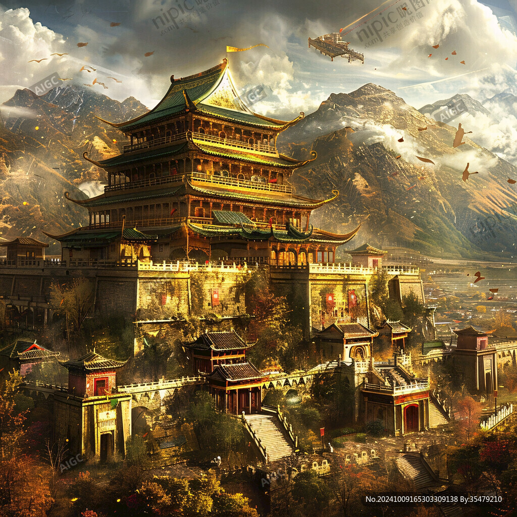 古代宫殿建造场景