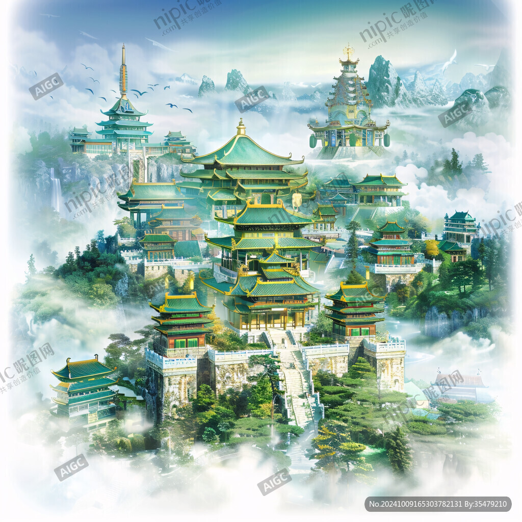 宫殿楼阁仙境仙人大殿