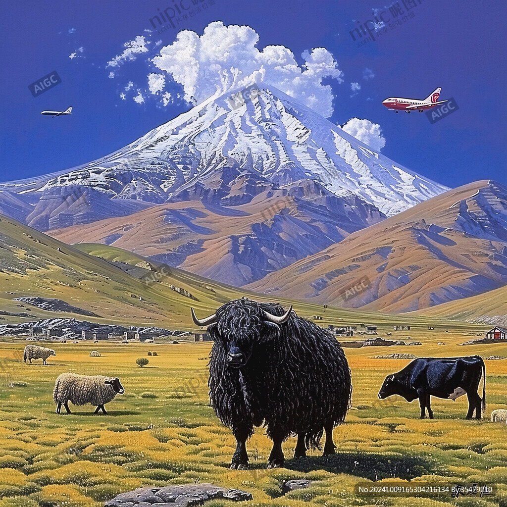 青藏高原油画设计