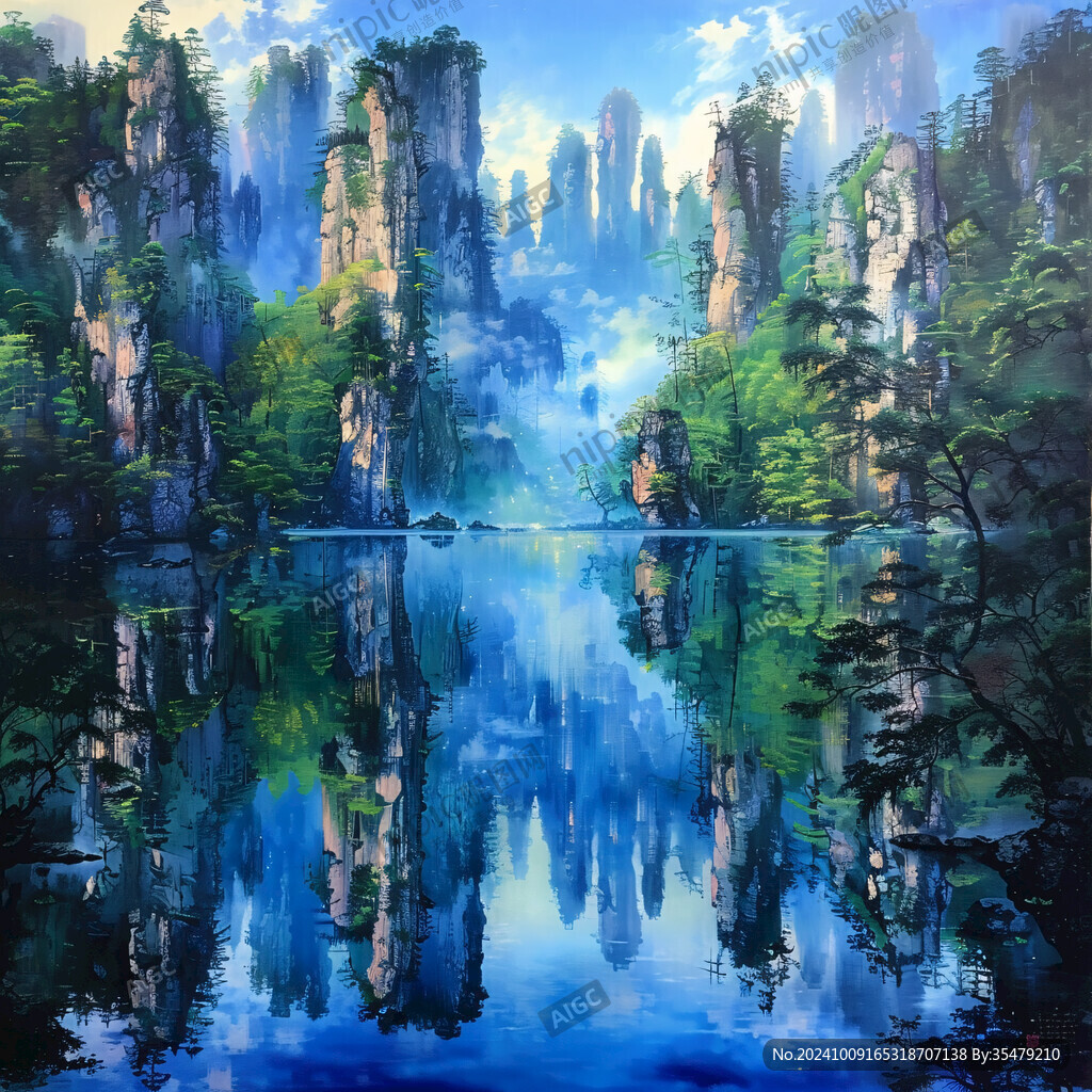 山水深渊建筑立体画