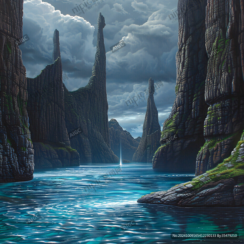 山水深渊建筑立体画