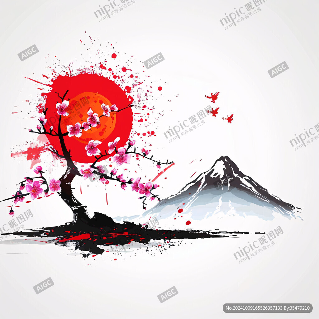 观山赏月红日东方元素