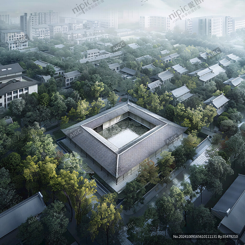 中式建筑鸟瞰图