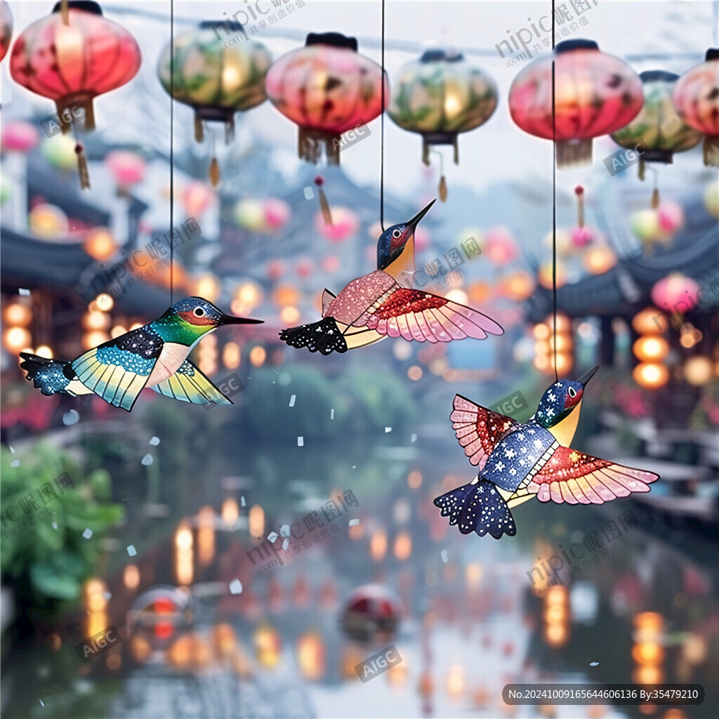 池塘蝴蝶花灯